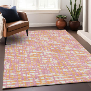 Piper Looms Chantille Lines ACN1060 Pink Machine Washable Area Rug Lifestyle Image Feature