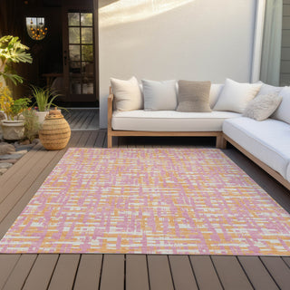 Piper Looms Chantille Lines ACN1060 Pink Machine Washable Area Rug Outdoor Lifestyle Image Feature