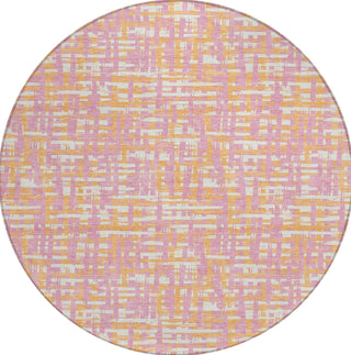 Piper Looms Chantille Lines ACN1060 Pink Machine Washable Area Rug Round Main Image