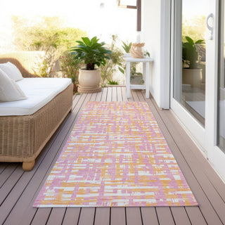 Piper Looms Chantille Lines ACN1060 Pink Machine Washable Area Rug Runner Outdoor Lifestyle Image Feature