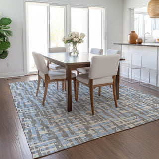 Piper Looms Chantille Lines ACN1060 Silver Machine Washable Area Rug Lifestyle Image Feature