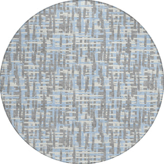 Piper Looms Chantille Lines ACN1060 Silver Machine Washable Area Rug Round Main Image