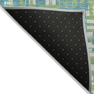 Piper Looms Chantille Lines ACN1060 Turquoise Machine Washable Area Rug Backing Image