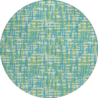 Piper Looms Chantille Lines ACN1060 Turquoise Machine Washable Area Rug Round Main Image