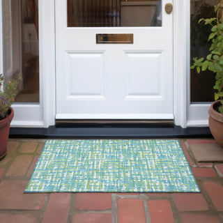Piper Looms Chantille Lines ACN1060 Turquoise Machine Washable Area Rug Scatter Outdoor Lifestyle Image Feature