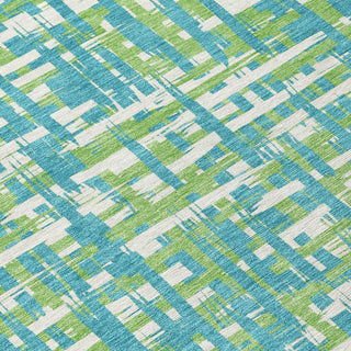 Piper Looms Chantille Lines ACN1060 Turquoise Machine Washable Area Rug Swatch Image