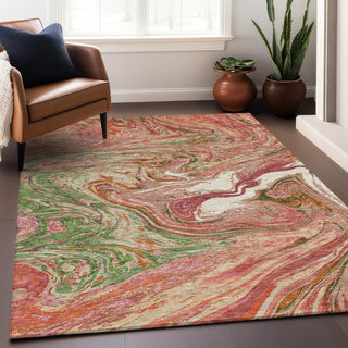 Piper Looms Chantille Abstract ACN1061 Coral Machine Washable Area Rug Lifestyle Image Feature