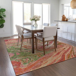Piper Looms Chantille Abstract ACN1061 Coral Machine Washable Area Rug Lifestyle Image Feature