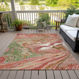 Piper Looms Chantille Abstract ACN1061 Coral Machine Washable Area Rug Outdoor Lifestyle Image Feature