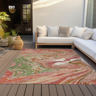 Piper Looms Chantille Abstract ACN1061 Coral Machine Washable Area Rug Outdoor Lifestyle Image Feature