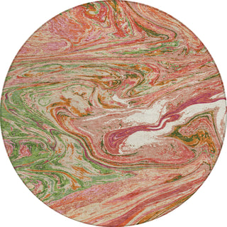 Piper Looms Chantille Abstract ACN1061 Coral Machine Washable Area Rug Round Main Image