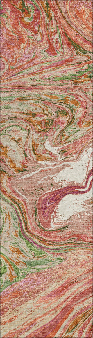 Piper Looms Chantille Abstract ACN1061 Coral Machine Washable Area Rug Runner Main Image