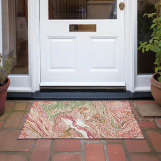 Piper Looms Chantille Abstract ACN1061 Coral Machine Washable Area Rug Scatter Outdoor Lifestyle Image Feature