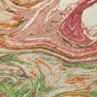 Piper Looms Chantille Abstract ACN1061 Coral Machine Washable Area Rug Swatch Image