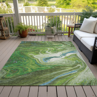 Piper Looms Chantille Abstract ACN1061 Green Machine Washable Area Rug Outdoor Lifestyle Image Feature