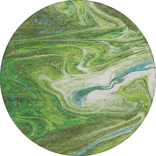 Piper Looms Chantille Abstract ACN1061 Green Machine Washable Area Rug Round Main Image