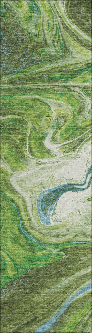 Piper Looms Chantille Abstract ACN1061 Green Machine Washable Area Rug Runner Main Image