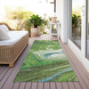 Piper Looms Chantille Abstract ACN1061 Green Machine Washable Area Rug Runner Outdoor Lifestyle Image Feature