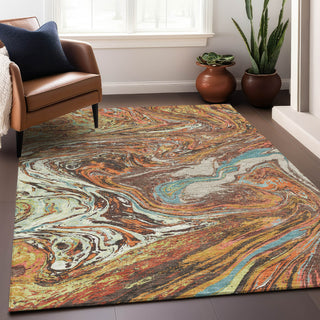Piper Looms Chantille Abstract ACN1061 Khaki Machine Washable Area Rug Lifestyle Image Feature