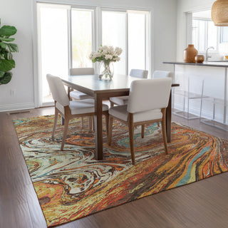 Piper Looms Chantille Abstract ACN1061 Khaki Machine Washable Area Rug Lifestyle Image Feature