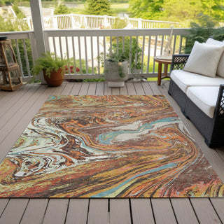 Piper Looms Chantille Abstract ACN1061 Khaki Machine Washable Area Rug Outdoor Lifestyle Image Feature