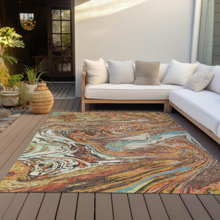 Piper Looms Chantille Abstract ACN1061 Khaki Machine Washable Area Rug Outdoor Lifestyle Image Feature