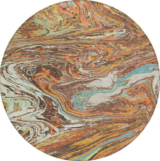 Piper Looms Chantille Abstract ACN1061 Khaki Machine Washable Area Rug Round Main Image