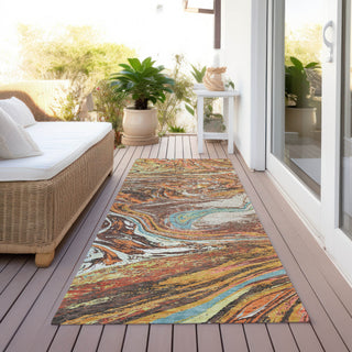 Piper Looms Chantille Abstract ACN1061 Khaki Machine Washable Area Rug Runner Outdoor Lifestyle Image Feature