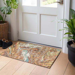 Piper Looms Chantille Abstract ACN1061 Khaki Machine Washable Area Rug Scatter Lifestyle Image Feature