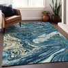Piper Looms Chantille Abstract ACN1061 Navy Machine Washable Area Rug Lifestyle Image Feature