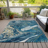Piper Looms Chantille Abstract ACN1061 Navy Machine Washable Area Rug Outdoor Lifestyle Image Feature