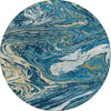 Piper Looms Chantille Abstract ACN1061 Navy Machine Washable Area Rug Round Main Image