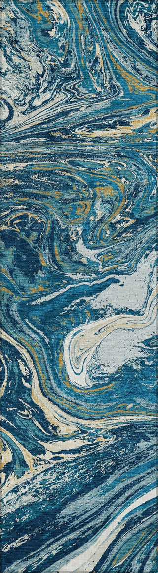 Piper Looms Chantille Abstract ACN1061 Navy Machine Washable Area Rug Runner Main Image