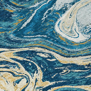 Piper Looms Chantille Abstract ACN1061 Navy Machine Washable Area Rug Swatch Image