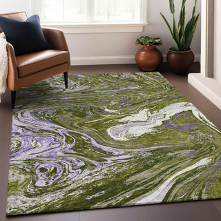 Piper Looms Chantille Abstract ACN1061 Olive Machine Washable Area Rug Lifestyle Image Feature