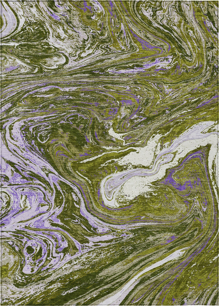 Piper Looms Chantille Abstract ACN1061 Olive Machine Washable Area Rug main image