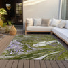 Piper Looms Chantille Abstract ACN1061 Olive Machine Washable Area Rug Outdoor Lifestyle Image Feature