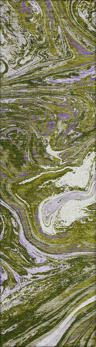 Piper Looms Chantille Abstract ACN1061 Olive Machine Washable Area Rug Runner Main Image