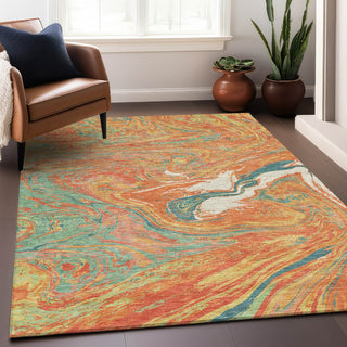 Piper Looms Chantille Abstract ACN1061 Orange Machine Washable Area Rug Lifestyle Image Feature
