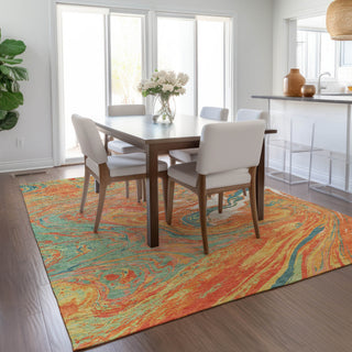 Piper Looms Chantille Abstract ACN1061 Orange Machine Washable Area Rug Lifestyle Image Feature