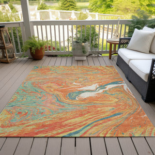 Piper Looms Chantille Abstract ACN1061 Orange Machine Washable Area Rug Outdoor Lifestyle Image Feature
