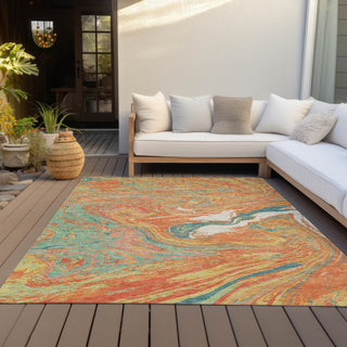 Piper Looms Chantille Abstract ACN1061 Orange Machine Washable Area Rug Outdoor Lifestyle Image Feature