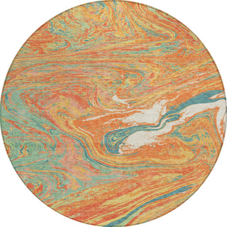Piper Looms Chantille Abstract ACN1061 Orange Machine Washable Area Rug Round Main Image