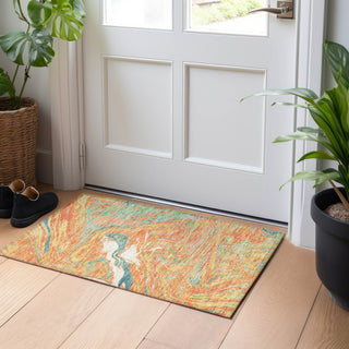 Piper Looms Chantille Abstract ACN1061 Orange Machine Washable Area Rug Scatter Lifestyle Image Feature