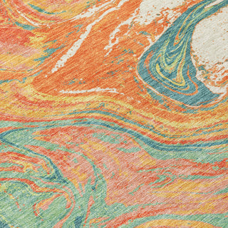 Piper Looms Chantille Abstract ACN1061 Orange Machine Washable Area Rug Swatch Image
