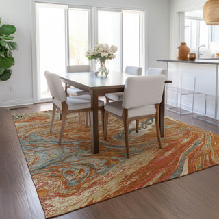 Piper Looms Chantille Abstract ACN1061 Paprika Machine Washable Area Rug Lifestyle Image Feature