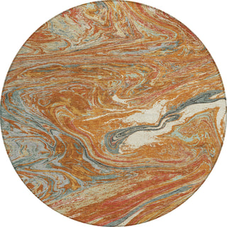 Piper Looms Chantille Abstract ACN1061 Paprika Machine Washable Area Rug Round Main Image