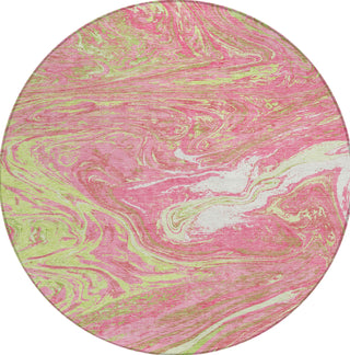 Piper Looms Chantille Abstract ACN1061 Pink Machine Washable Area Rug Round Main Image