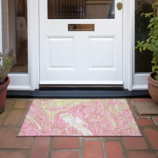 Piper Looms Chantille Abstract ACN1061 Pink Machine Washable Area Rug Scatter Outdoor Lifestyle Image Feature