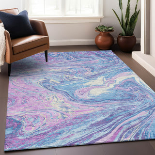 Piper Looms Chantille Abstract ACN1061 Sky Machine Washable Area Rug Lifestyle Image Feature